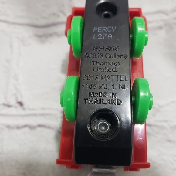 Thomas And Friends Push Along Percy Train Car Metal Year 2013 Mattel No. 6 Green - Picture 7 of 8
